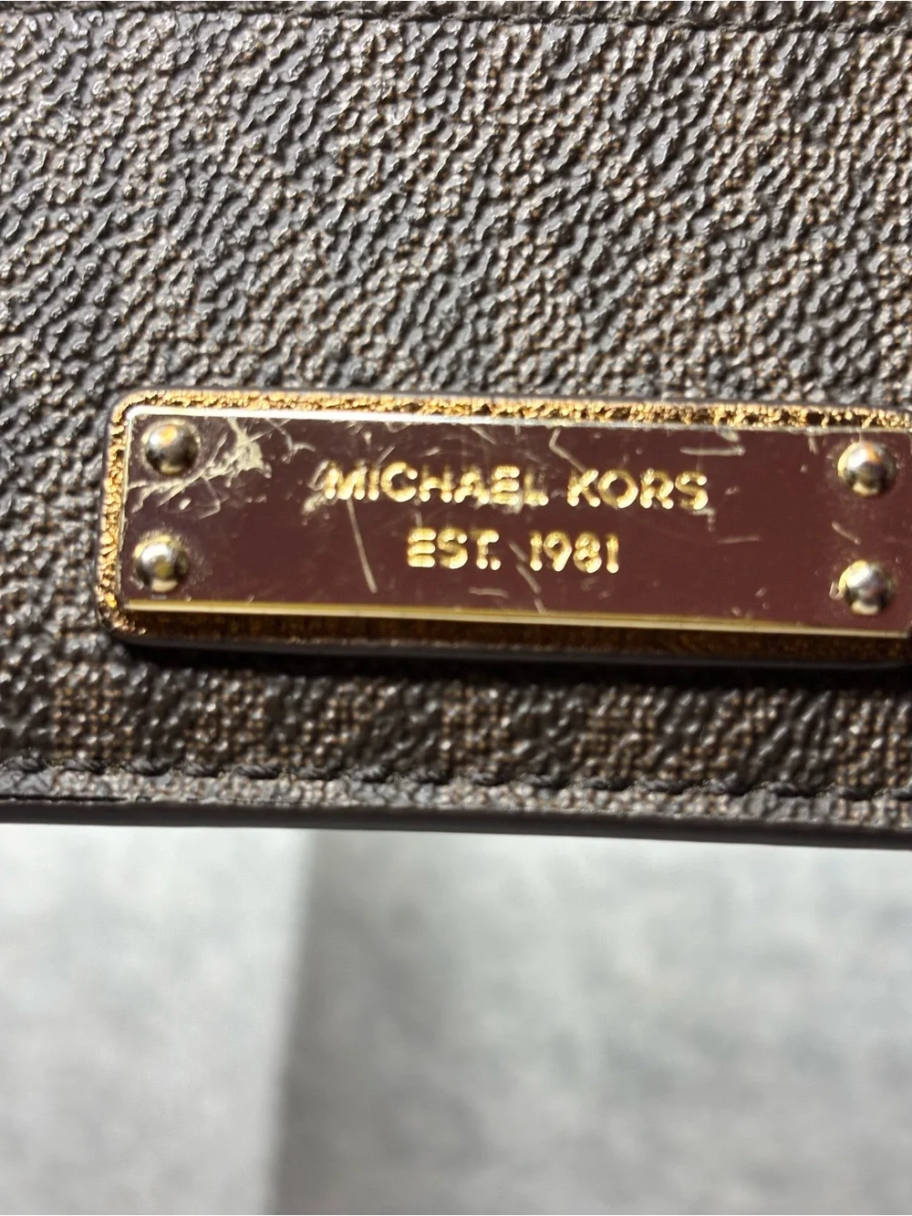 Michael Kors Dark Brown Card Holder with Gold Plate